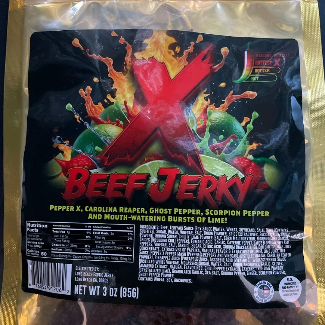X Beef Jerky – House Recipe Brisket with Peppers & Lime (Bold Heat, Big Flavor)